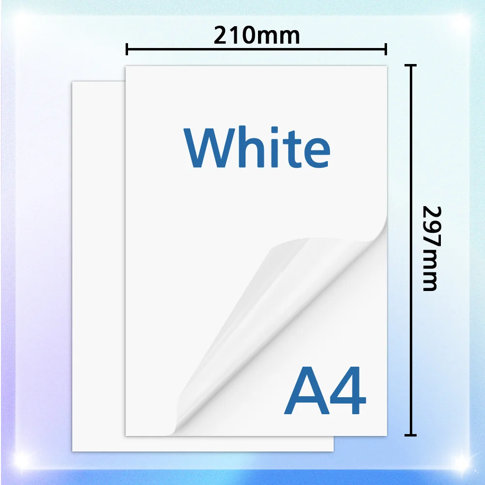 Imagem -02 - Vinil para Impressão Autocolante Impermeável Papel de Cópia Auto-adesivo para Impressora Jato de Tinta Branco Brilhante a4 10 20 30 40 50 100 Folhas