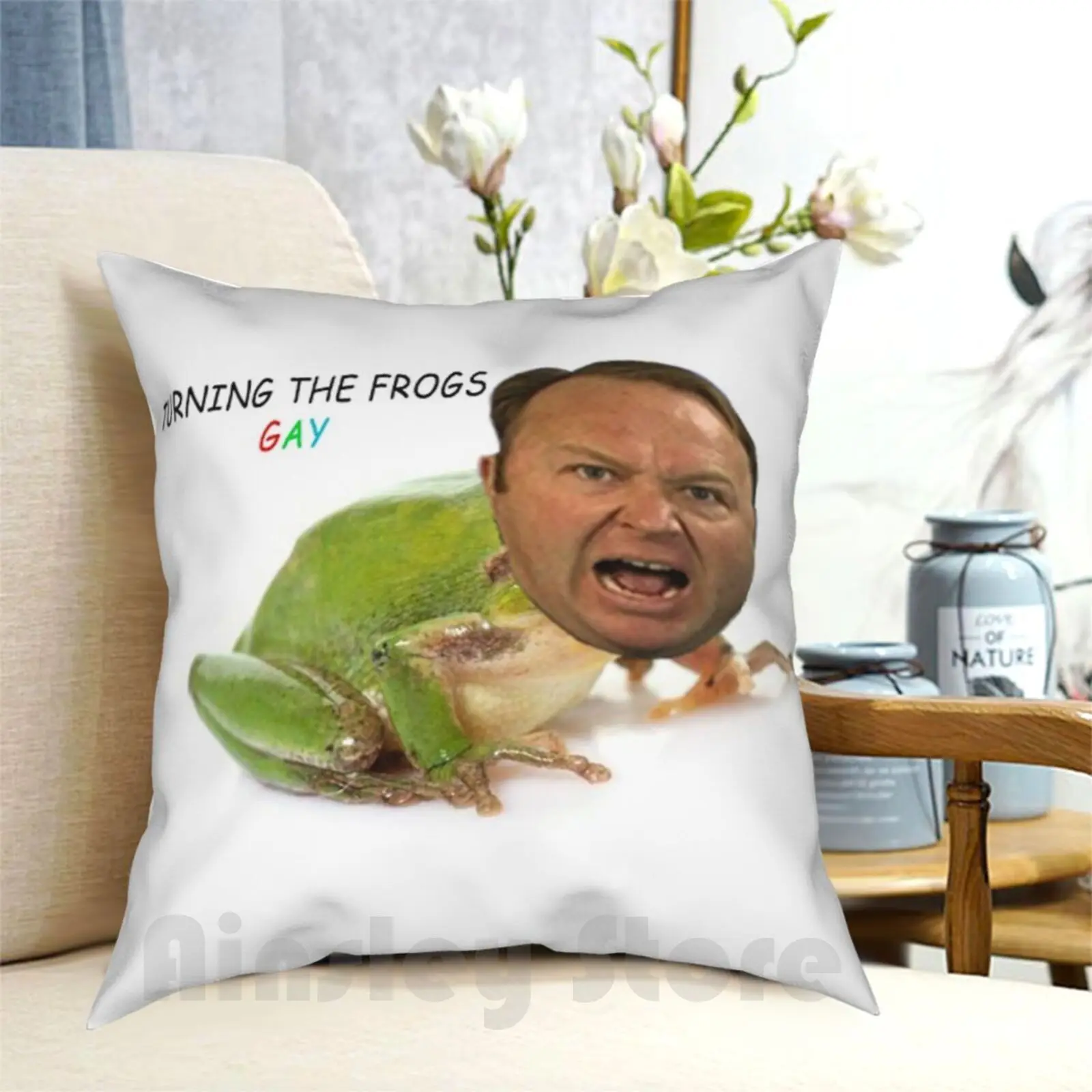 Alex Jones Pillow Case Printed Home Soft Throw Pillow Alex Jones Memes Cool Fake News News Hipster Man Frogs Nature