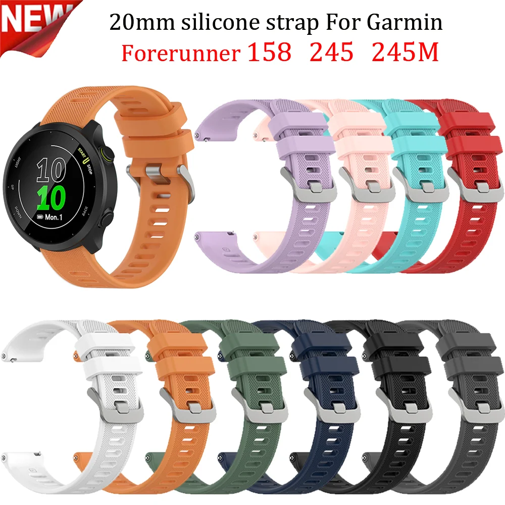 Colorful 20mm WatchBands strap for Garmin Forerunner 158/245/245M/Polar Unite/vivomove 3 Sport silicone Smart watchband Bracelet