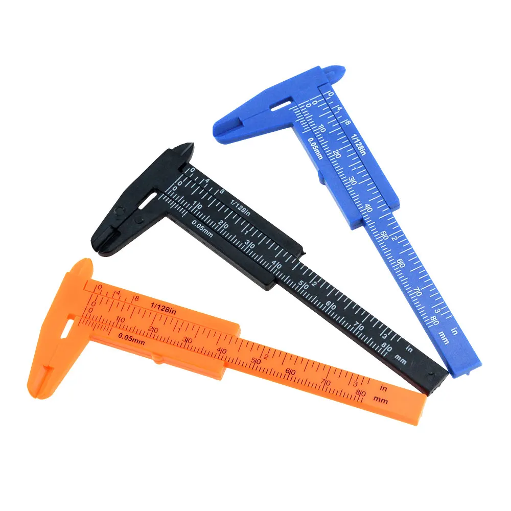 1PCS Mini 0-80mm Double Rule Scale Plastic Vernier Caliper Measuring Student DIY Measure Tool For Metalworking Woodworking