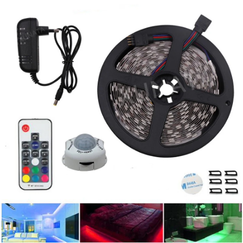 12v LED podczerwieni indukcja ciała ludzkiego smd 5050 LED Strip szafka lampka nocna, łóżko dziecięce lampka nocna, moc z zestawem