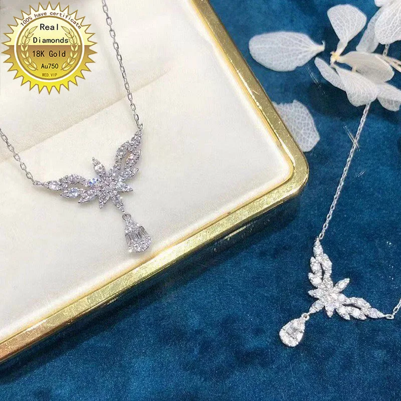 

100% 18K white gold natural diamond necklace all use0.6ct diamond and have certificate HM039