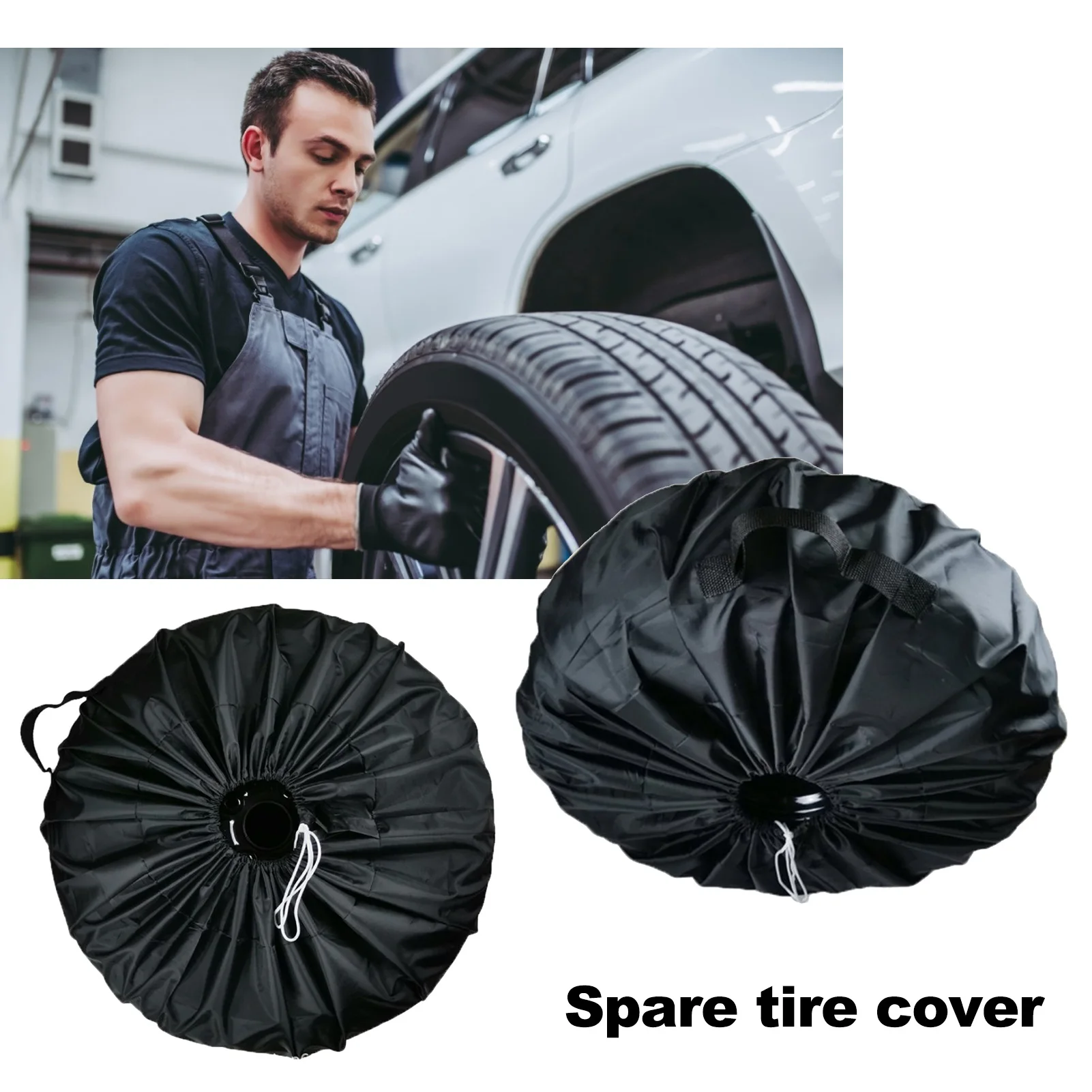 S/L All Black Tire Case Tire Protection Cover Waterproof Car Lightweight Tyre Spare Cover Uv-Proof Wheel Protective Storage Bags