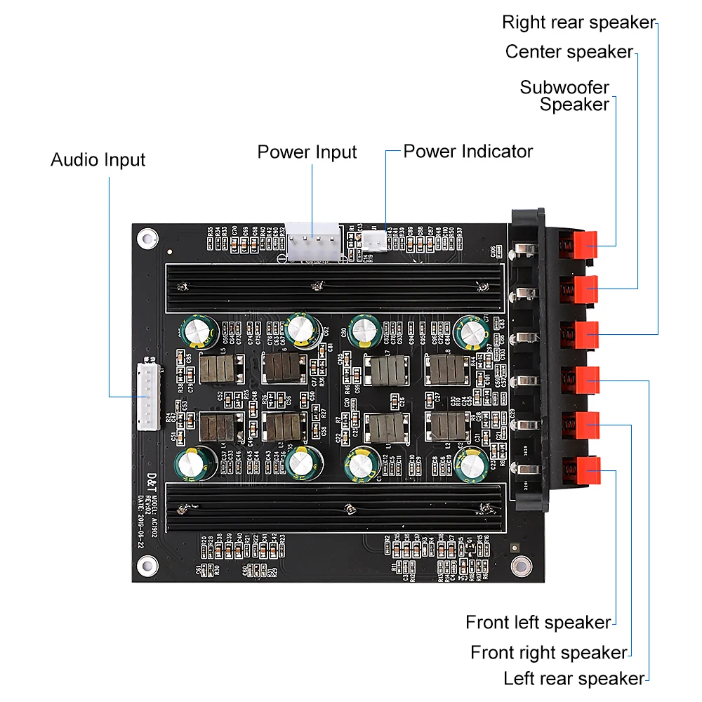 AIYIMA TPA3116 5.1 Digital Amplifier Board 6 Channel AMP 2x100W 4x50W High Power Sound Amplifiers Board For 5.1 Home Theater DIY