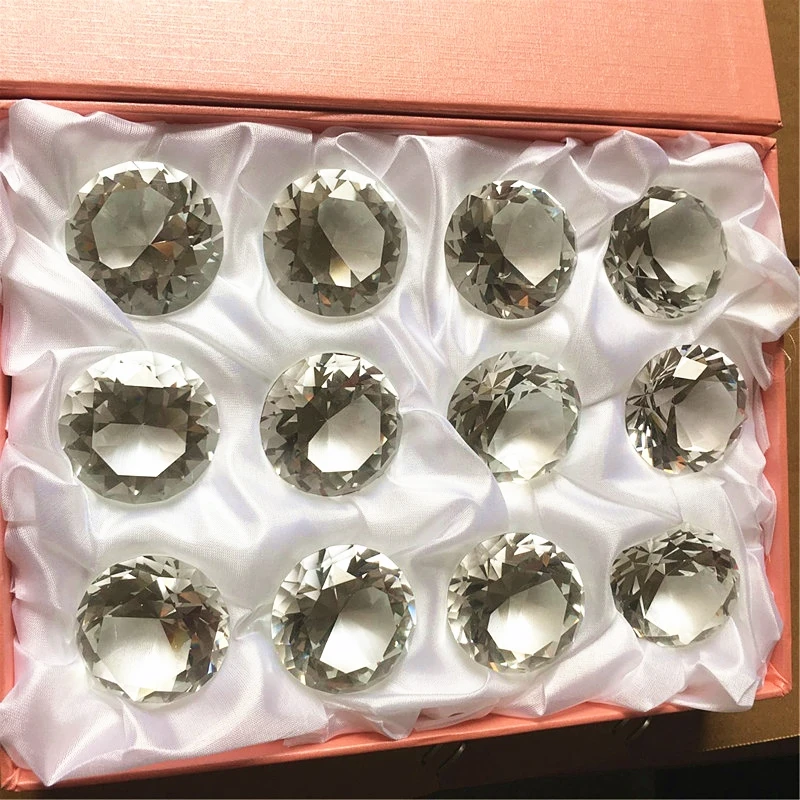 Gift Box 12pcs 30mm Crystal Diamond Paperweight Birthstone Table Decorations Mother's Day Gift With Gift Box