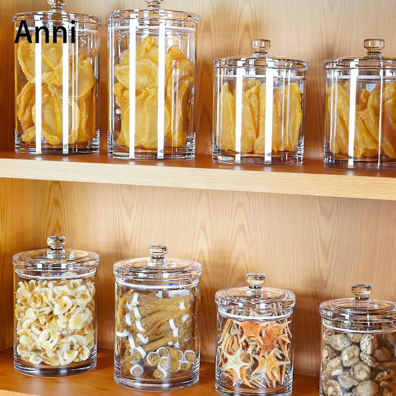Transparent Acrylic Storage Jars with Lid European Modern Sealed Tea Caddy Coffee Table Snakcs Candy Jar Living Room Decoration