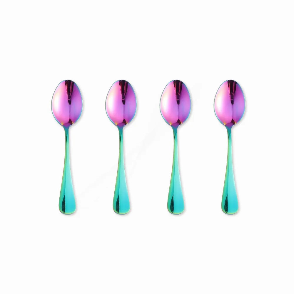 

Stainless Steel Cutlery Set Rainbow Tableware Home Kitchen Fork Spoon Knife Spoon Set 4 Piece Dinnerware Set Eco Friendly