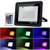 220V RGB LED Flood Light+Remote Control IP68 Waterproof LED Flood Light 50W 100W Outdoor Wall Lamp Spotlight for Garden Street