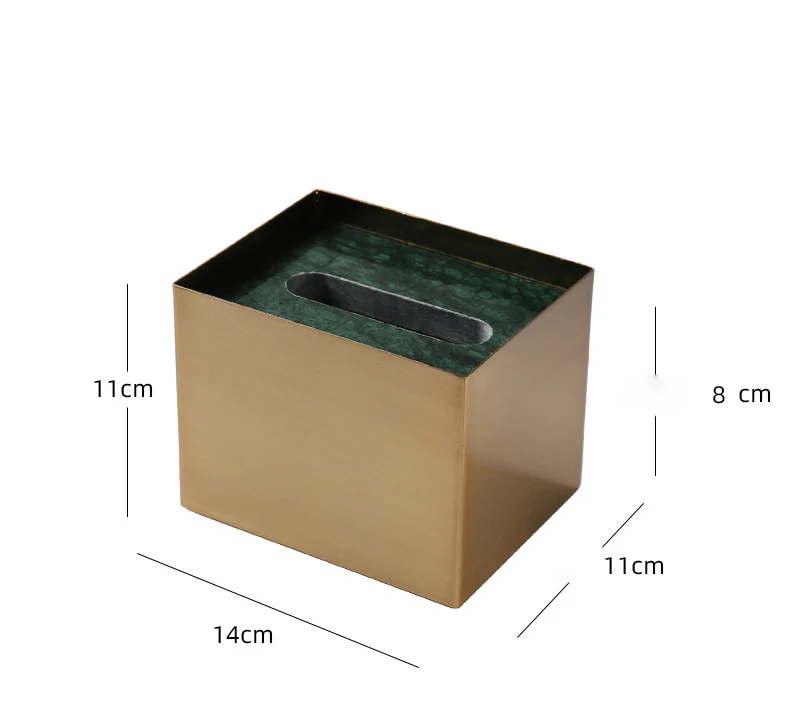 Brass Marble Metal Tissue Box For Hotel Coffee Shop Homestay Decoration Container Accessories Simple Paper Storage Box ZH267