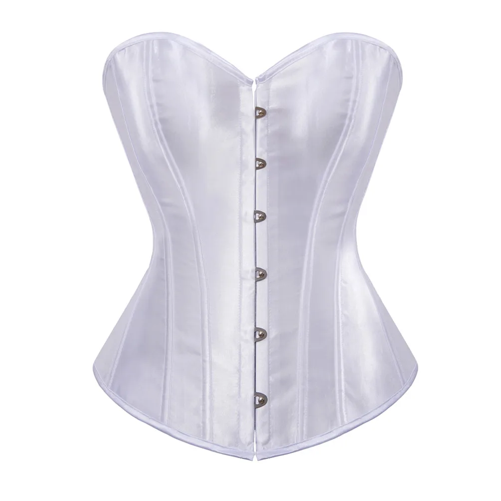 Women\'s Corset Top White Black Satin Overbust Corset Bustier Lace Up Plus Size Sexy Bridal Lingerie Gothic Corset Korsett Brown