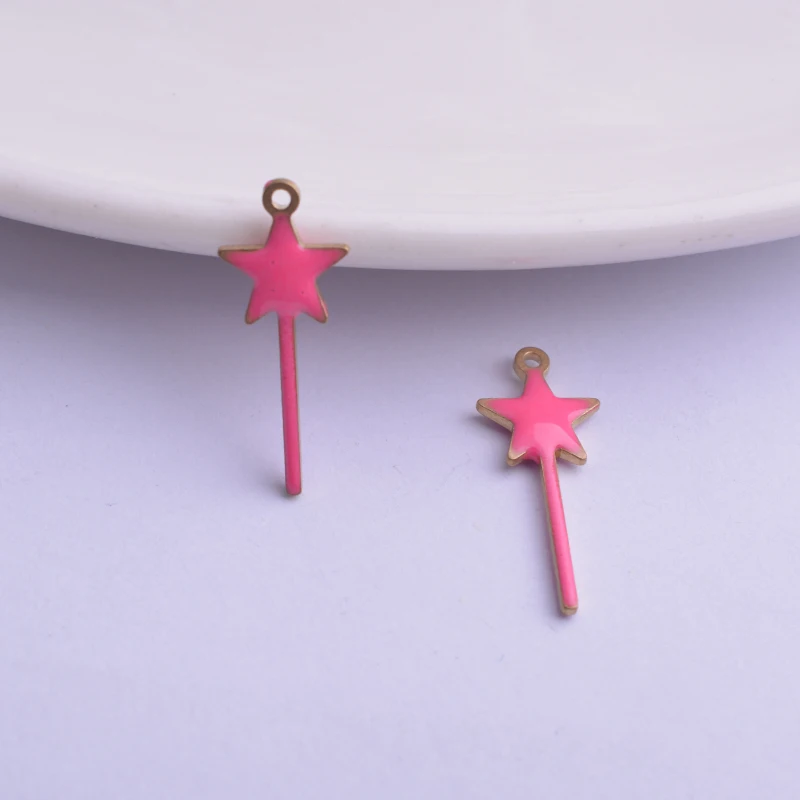 30 Stück 8*20mm Kupfer-Stern-Emaille-Anhänger Sternanhänger DIY Schmuck Halsketten Herstellung – Detail 8