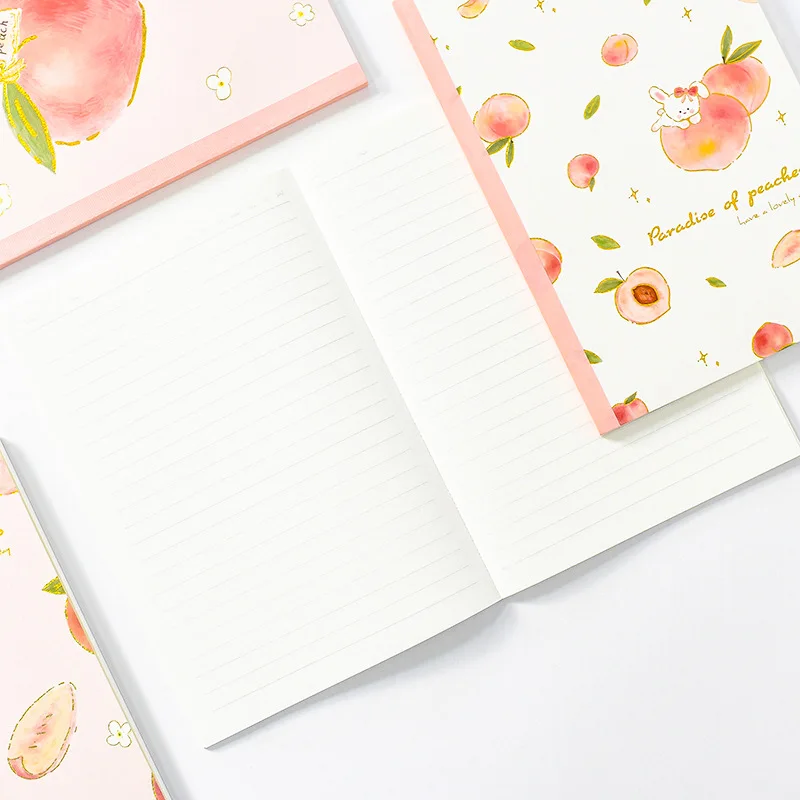 Kawaii girl heart peach saying A5 hot stamping notebook horizontal line inside page cute notepad Kawaii learning office supplies