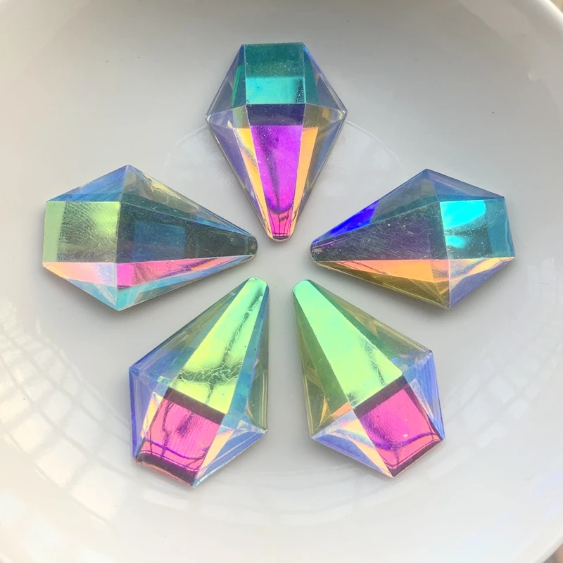 

10 шт. 28 мм * 20 мм бриллиант 3D белый AB кристалл плоская задняя часть смола горный хрусталь свадебные украшения DIY для драгоценных камней аксессуары горный хрусталь