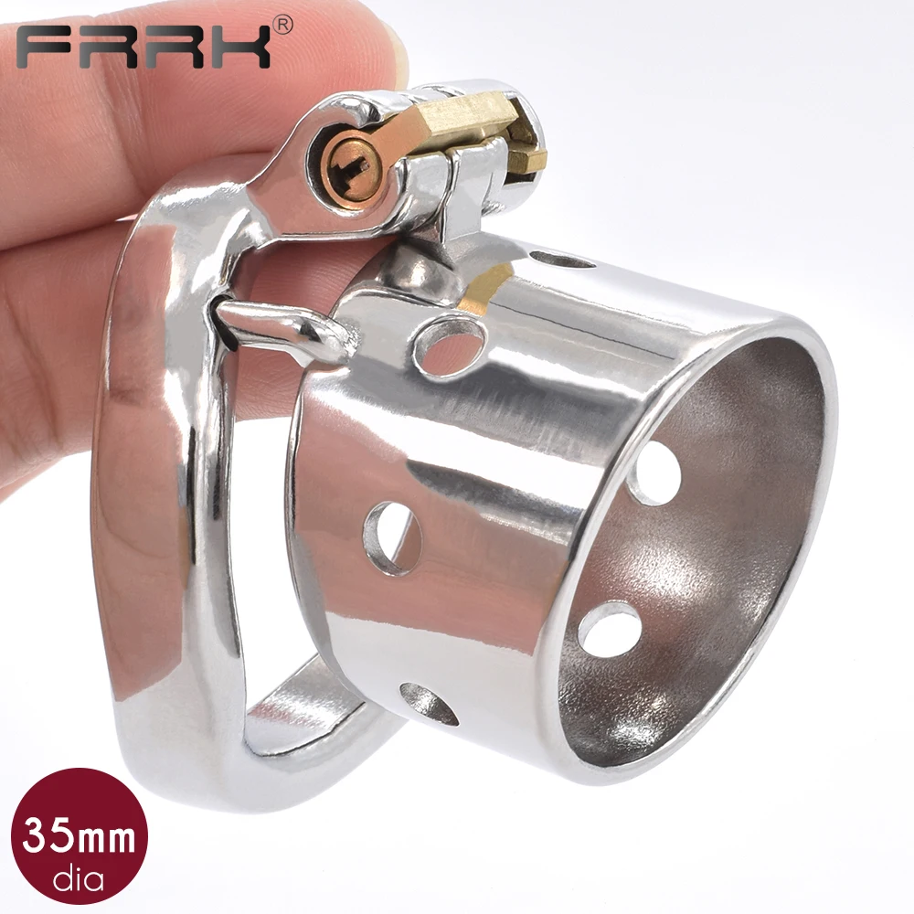 FRRK Small Penis Rings Stainless Steel Male Chastity Cage Sexual Wellness Bondage Cock Belt Lock Devices BDSM Sex Toys for Men