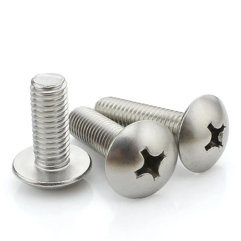 Cross Recessed Truss Head Machine Screws M2 M2.5 M3 M4 M5 M6 M8 Mushroom Big Flat Head Screw 304 Stainless Steel Philips Screw