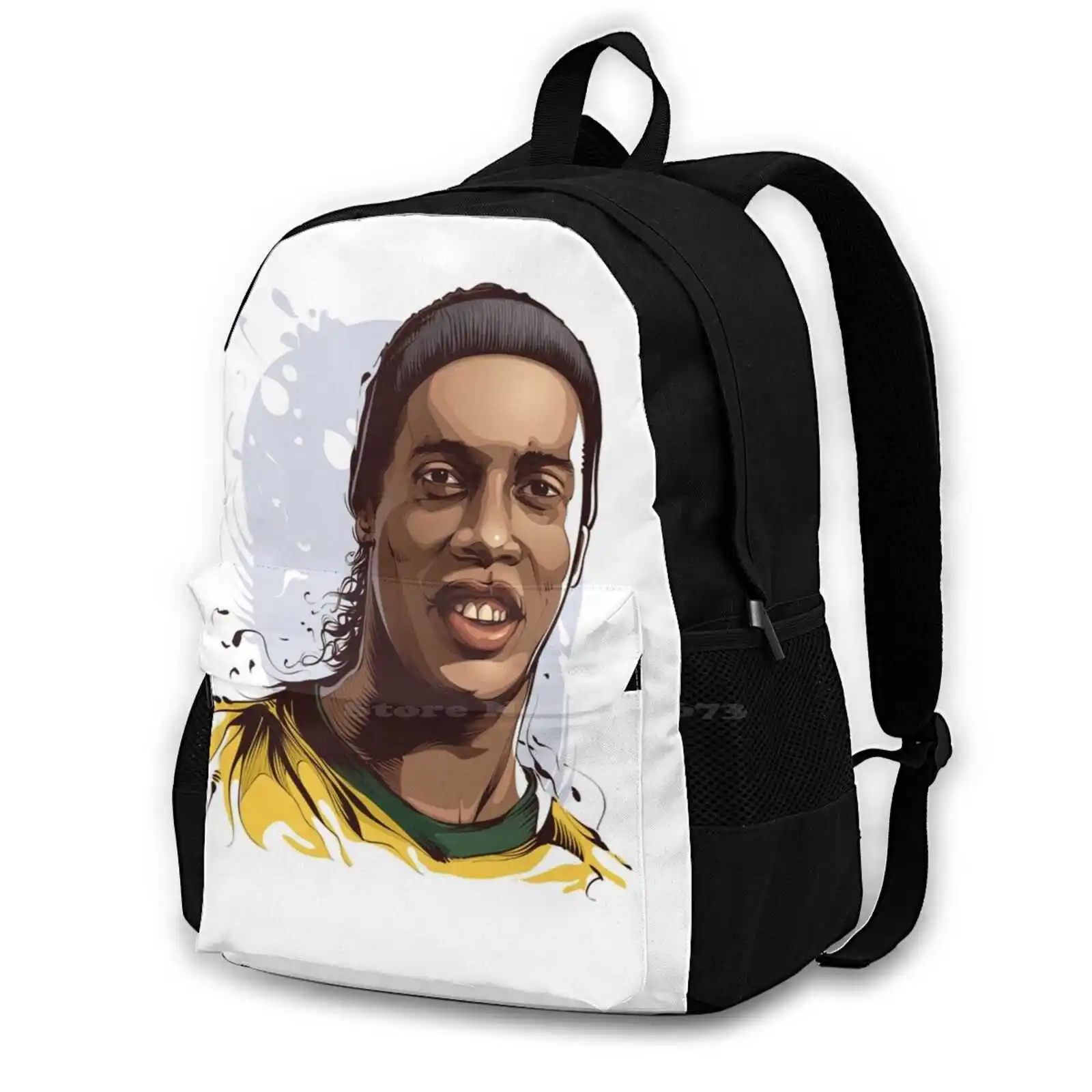 Bass Salling Pattern Design Bag Student'S Backpack Ronaldinho Maskes Ronaldinho Colething Ronaldinho Home Living Ronaldinho