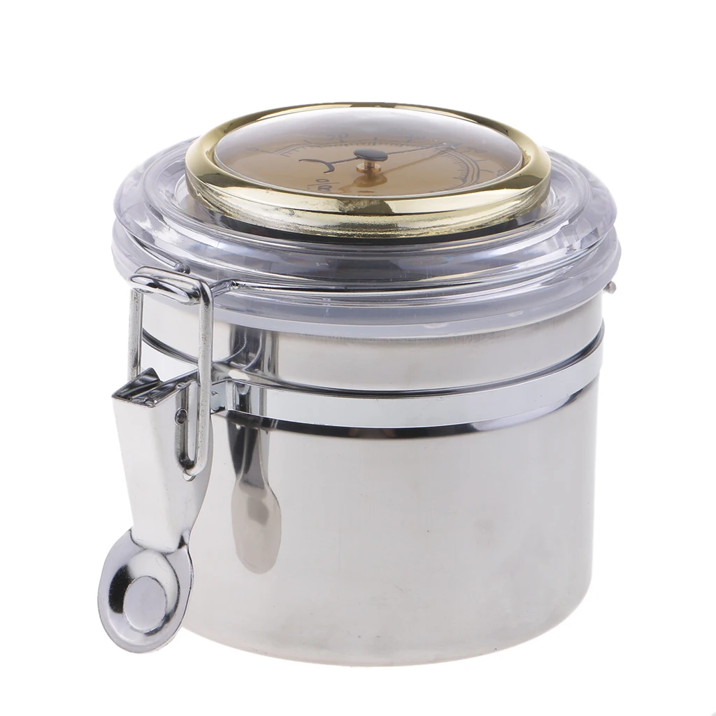 Professional Stainless Steel Pipe Tobacco Tin Can with Hygrometer & Humidifier Moisture Seal Box Humidity Airproof Pot Tank