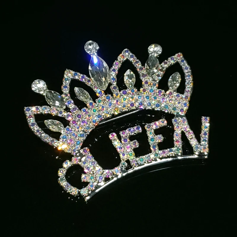 Luxurious Crystal Handmade Pageant Crown Brooch Pin with 