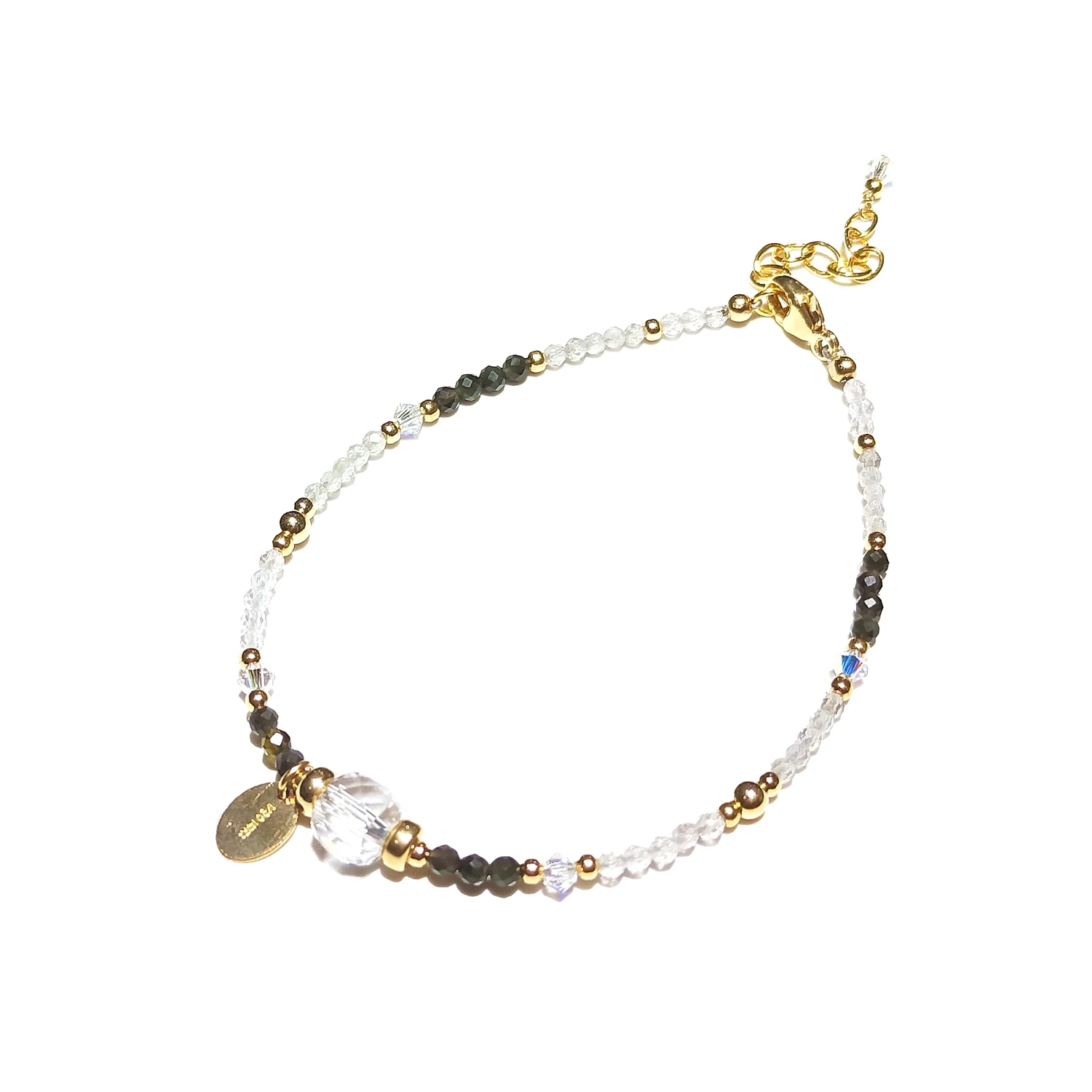 

Lii Ji Labradorite Obsidian Clear Quartz 14K Gold Filled Bracelet 17+3cm Fashion Fine Bracelet For Gift