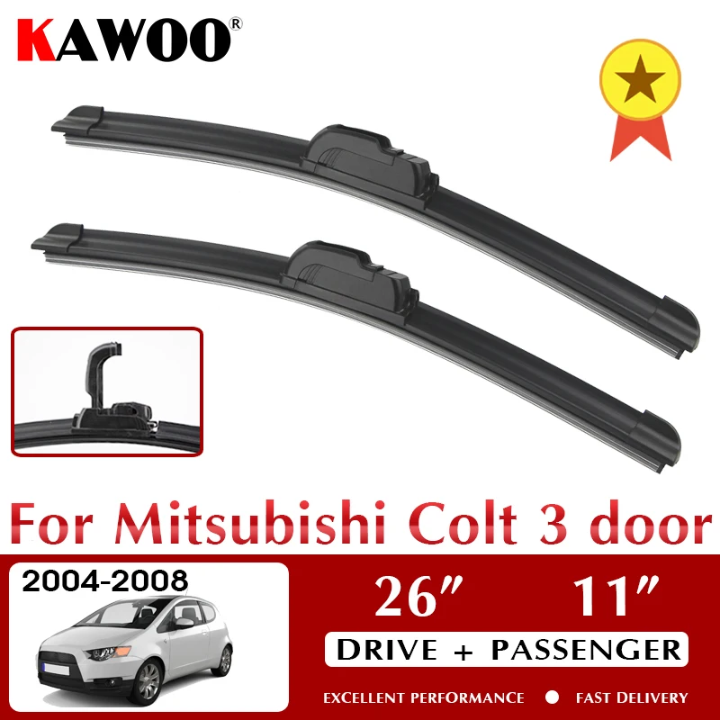 

KAWOO Wiper Car Wiper Blades For Mitsubishi Colt 3 door 2004-2008 Windshield Windscreen Front Window Accessories 26"+11" LHD RHD