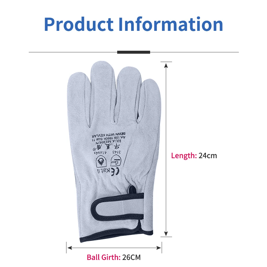 Welding Gloves Welder Argon Arc Welding Wear-Resistant Anti-Scalding Insulation Puncture Safety Glove Short Thick Leather Gloves