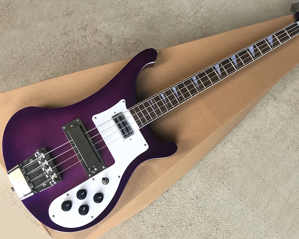 4 Strings Purple Electric Bass Guitar with 22 Frets,Rosewood Fretboard,Providing Customized Service