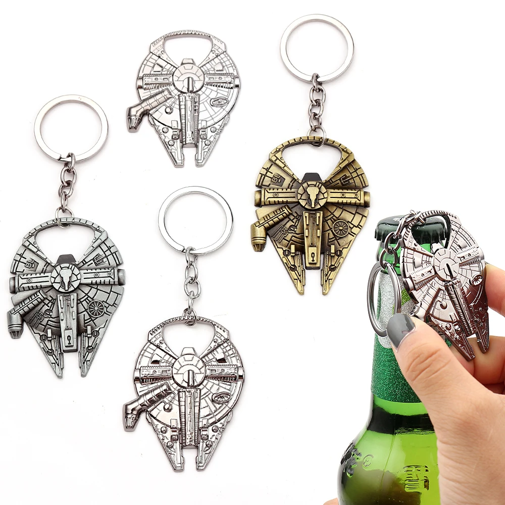 Disney Wars Keychain Spaceship Logo Millennium Falcon Keyring Keychain Pendant Metal Accessories Corkscrew Kids Gifts