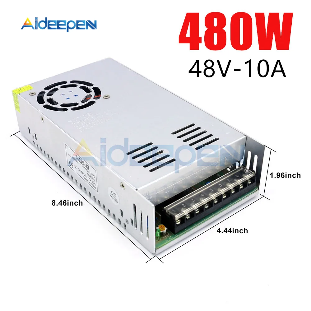 

DC 48V 10A 480W Switching Power Adapter 48V 10A 480 Watts Voltage Converter Regulated Switch Power Supply for LED