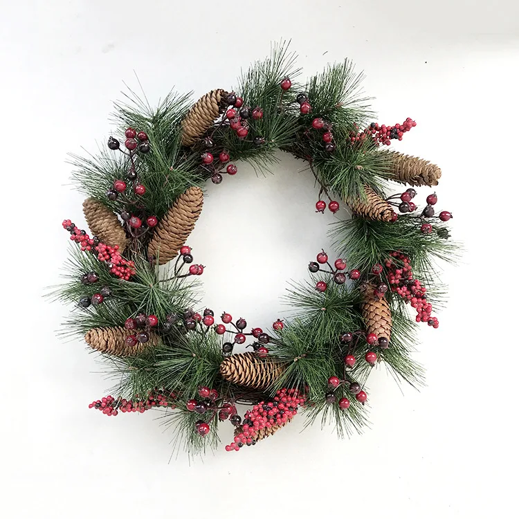 Christmas Garlands Decorated Door Hanging Plants Handmade Pine Cones Decoration Children Room Wall Hanging Rings Xmas Decor