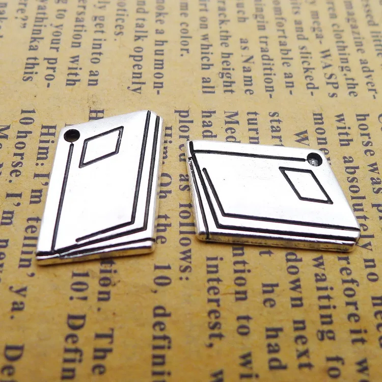 15pcs/Lot 13x18mm Textbook Alloy Charms Antique Silver Color Book Pendants for DIY Jewelry Making Charm