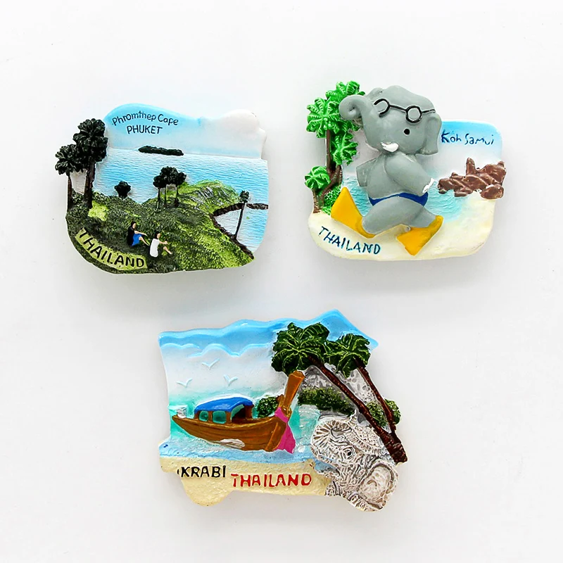 Thailand Pattaya elephant Shrimp soup 3D magnetic refrigerator paste souvenir Bangkok fridge magnets Collection  home decoration