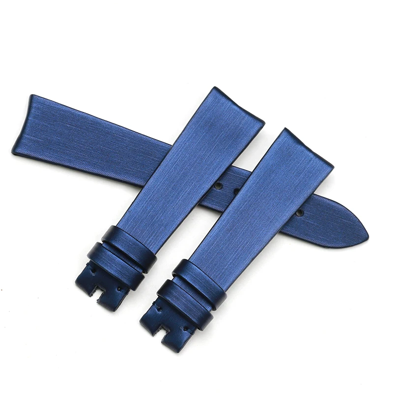 PESNO Elegant Spun Silk Watch Strap Women Wrist Accessories 18mm Black Blue Genuine Calf Skin Leather Bands