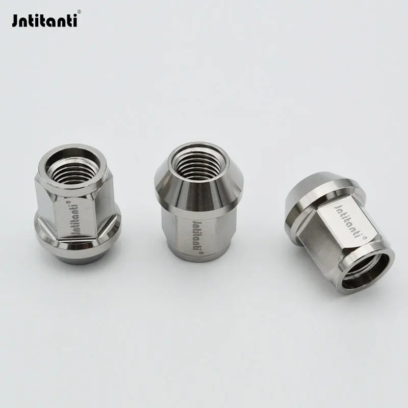 Jntitanti High Quality Silver M12x1.25/1.5x27mm Gr5 Titanium wheel rim Lug Nut For Racing Car  16ps