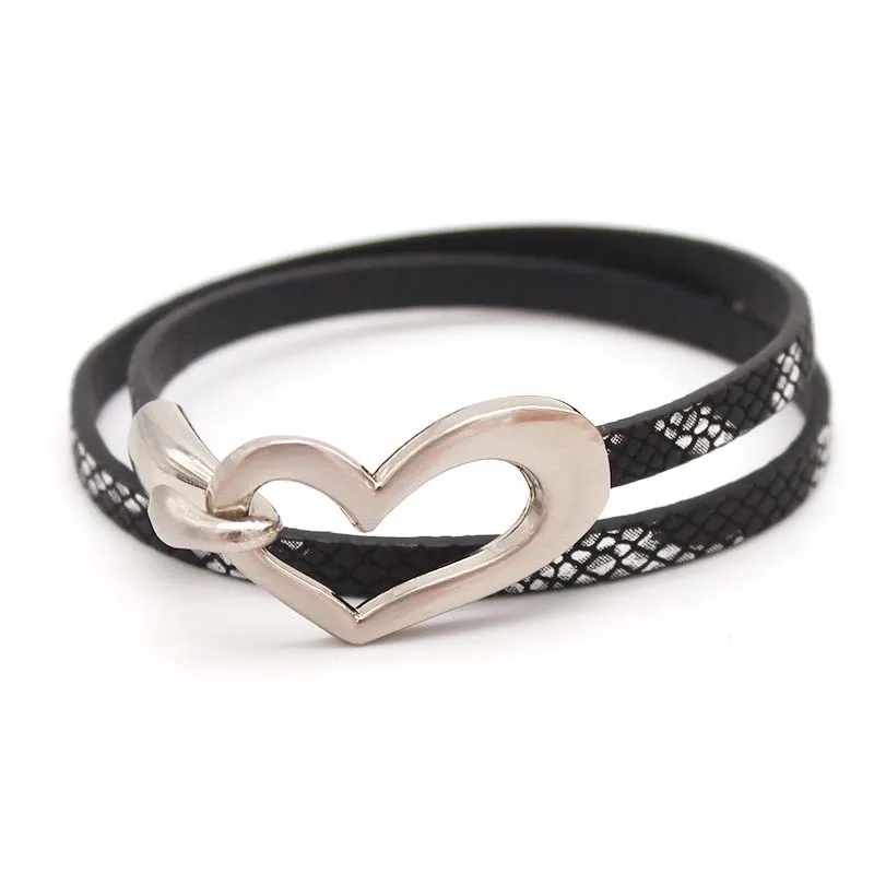 TOTABC Newest Design Black Simple love Leather Charms Bracelet for Women Simple Blank Design Amazing Width Bracelet & Bangle