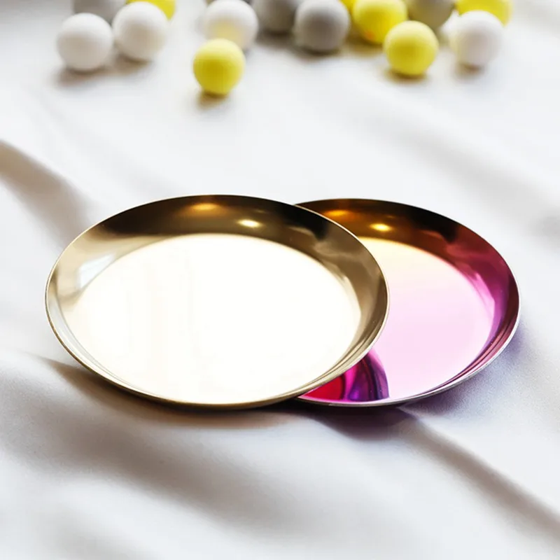 INS Metal Storage Dish Stainless Steel Jewelery Tray Modern Minimalist Jewelry Storage Platelet Small Pallet Color Tray