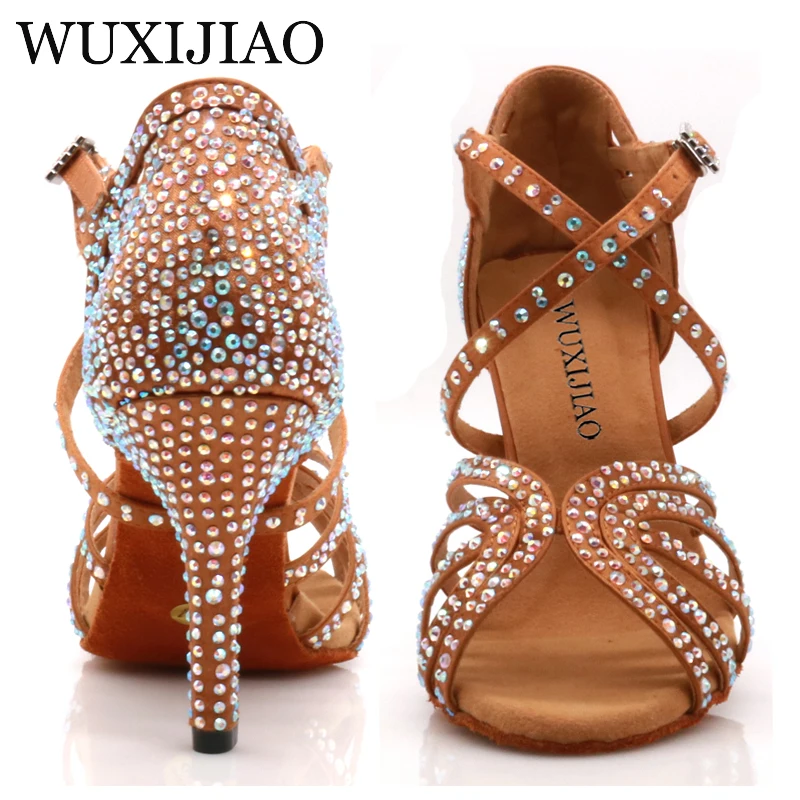 WUXIJIAO-zapatos de Jazz para mujer, calzado de baile latino, Salsa latina, informal, piel de bronce plateado