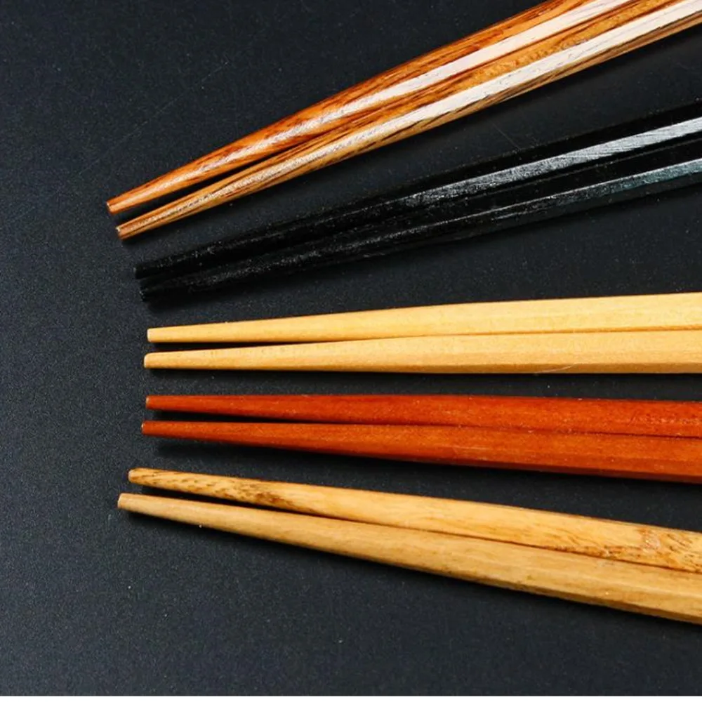 5pair/set (50SET) Chinese Wooden Chopsticks Tableware Anti-skid Household Wooden Set Chopsticks Holder Cutlery Gift Box