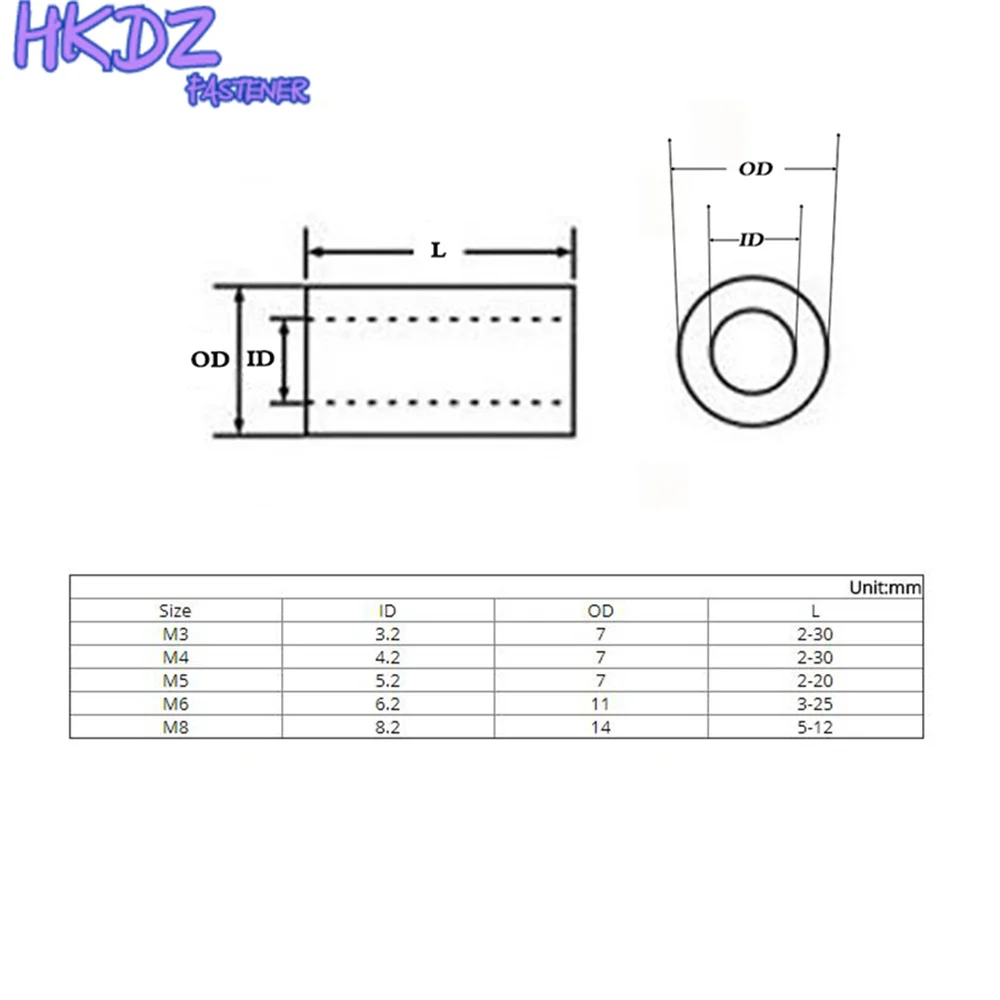 M3 M4 M5 M6 M8 Isolierte Spalte ABS Kissen Hohe Spalte Washer Säule Spacer Nylon Rohr Isolation Washer Rohr Kunststoff hülse