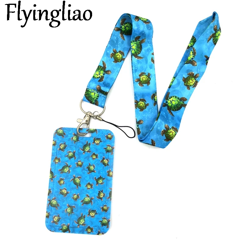 

Blue Sea Turtle Ocean Lanyard for Keys Phone Cool Neck Strap Lanyard for Camera Whistle ID Badge Cute webbings ribbons Gifts