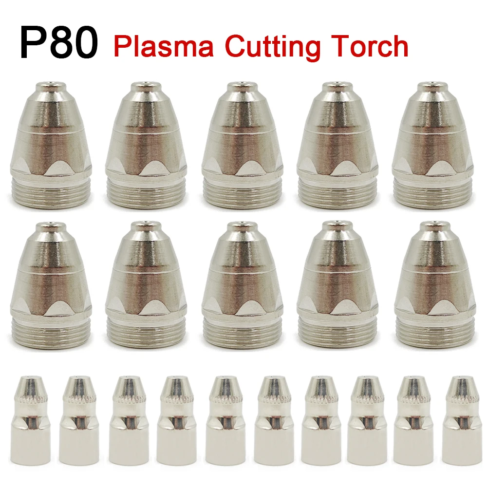 10/20pcs Premium P80 Plasma Cutting Torch Consumable Cutting 60A 80A 100A P80 CNC Plasma Torch Tip Electrode Nozzle