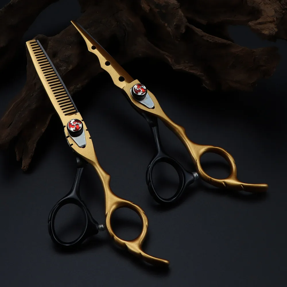 professional JP steel 6 '' 7 colors flame gem hair scissors set haircut thinning barber cutting shears hairdressing scissors