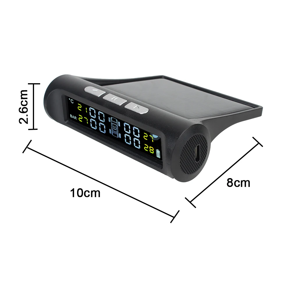 Tyre Pressure Monitoring System Digital LCD Display Solar TPMS Universal with 4 External Sensors