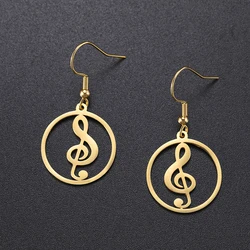 Sipuris Notes Music Dangle Earrings Stainless Steel Round Earring for Women Fashion Music Note Jewelry  Make a Wish Korean