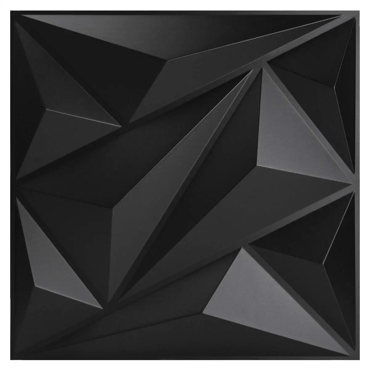 50x50cm Plastic 3D Wall Panels Diamond Black for Living Room Bedroom TV Background Ceiling Pack of 12 Tiles