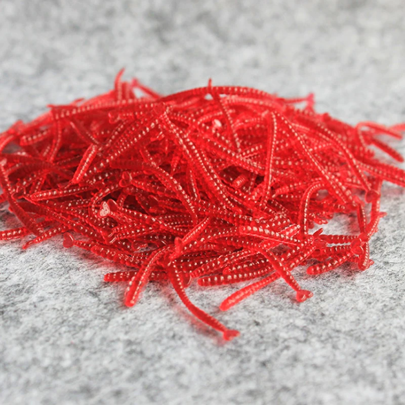 50 or 200pcs Lifelike Red Worm Soft Lure Earthworm Winter Rock Fishing Silicone Artificial Bait Fishy Shrimp Additive Bass Carp