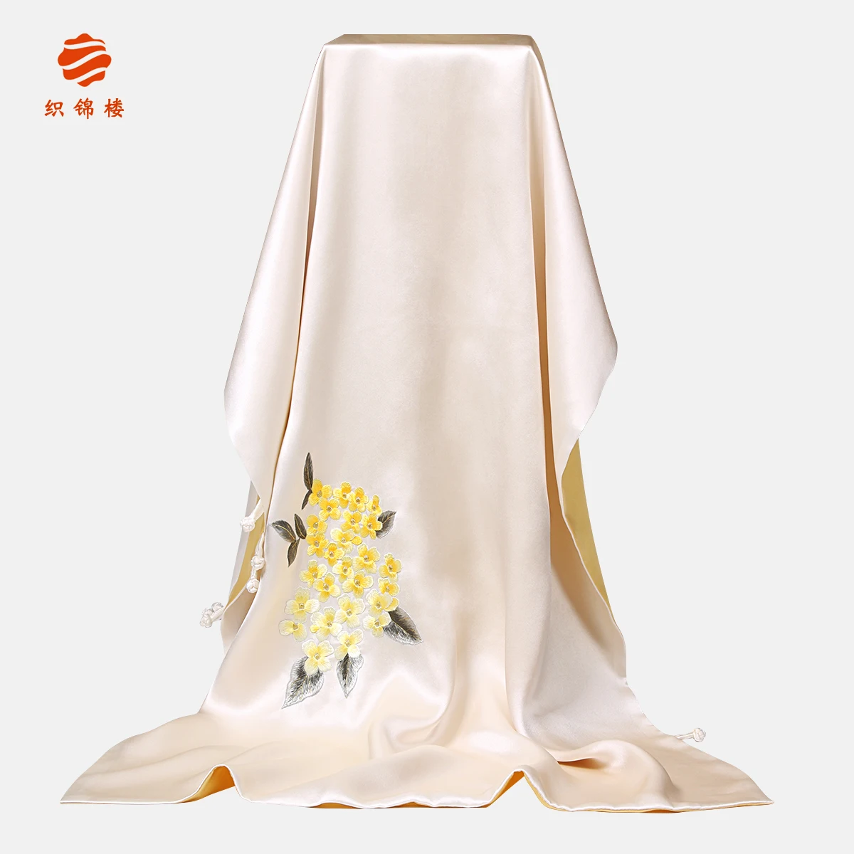 Chinese Hand Embroidery Cheongsam Shawl Mulberry Silk Buckle Scarf Silk Silk Embroidery Scarf Gift Artwork Suzhou embroidery