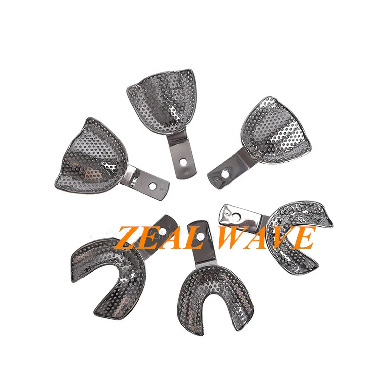 Stainless Steel Toothless Jaw Dental Tray Perforated Impression Tray Mold Taking Tray