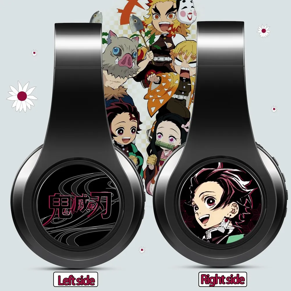 New Japan Anime Headphone Demon Slayer Kimetsu Kamado Tanjirou Cosplay Bluetooth Headset V5.0 Earphone with Mic Support TF Card