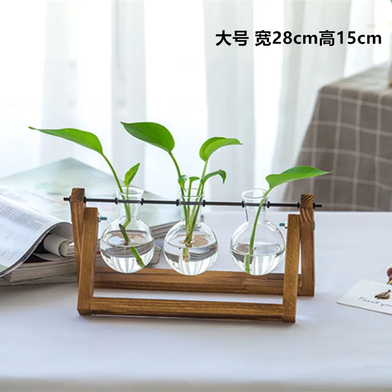 

2sets/pack 28*15cm Wood Stand Glass Terrarium Vase Home Decoration Microlandscape Container Office Wedding Prop