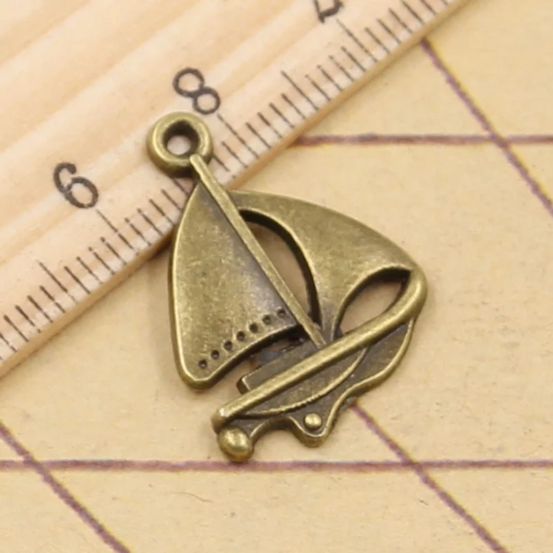 25pcs Charms Sailing Ship Boat 24x17mm Tibetan Bronze Silver Color Pendants Crafts Making Findings Handmade Antique DIY Jewelry